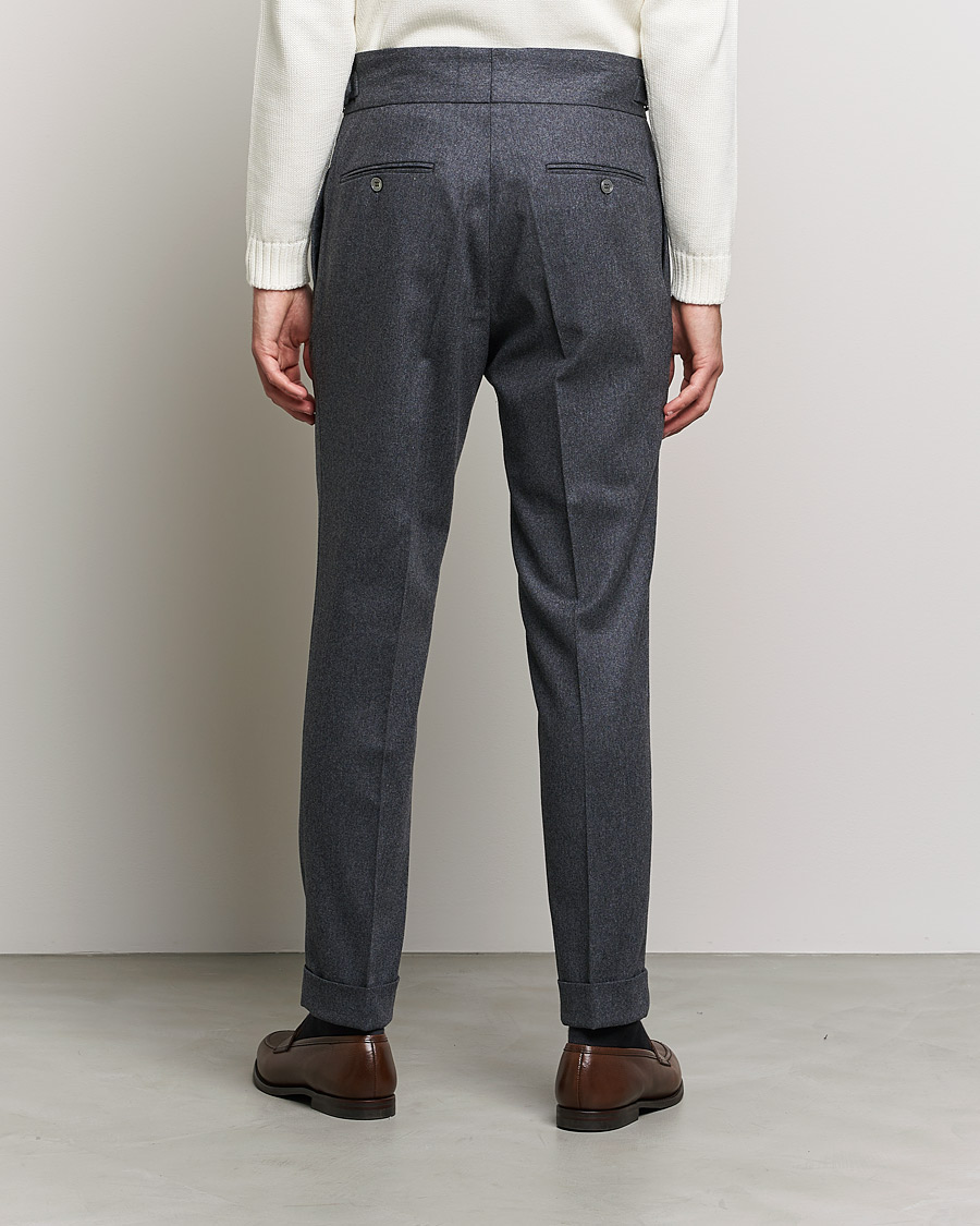 Herr | Byxor | Oscar Jacobson | Gurkha Flannel Trousers Charcoal