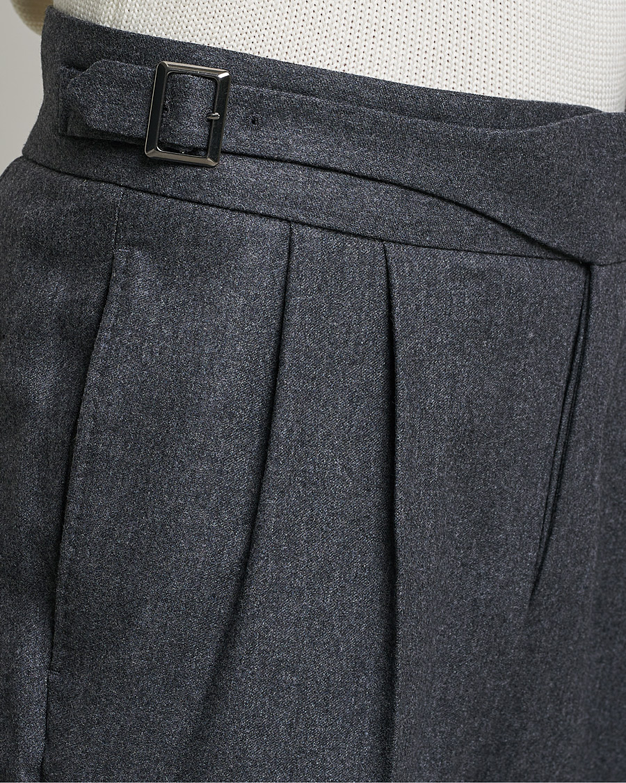 Herr | Byxor | Oscar Jacobson | Gurkha Flannel Trousers Charcoal