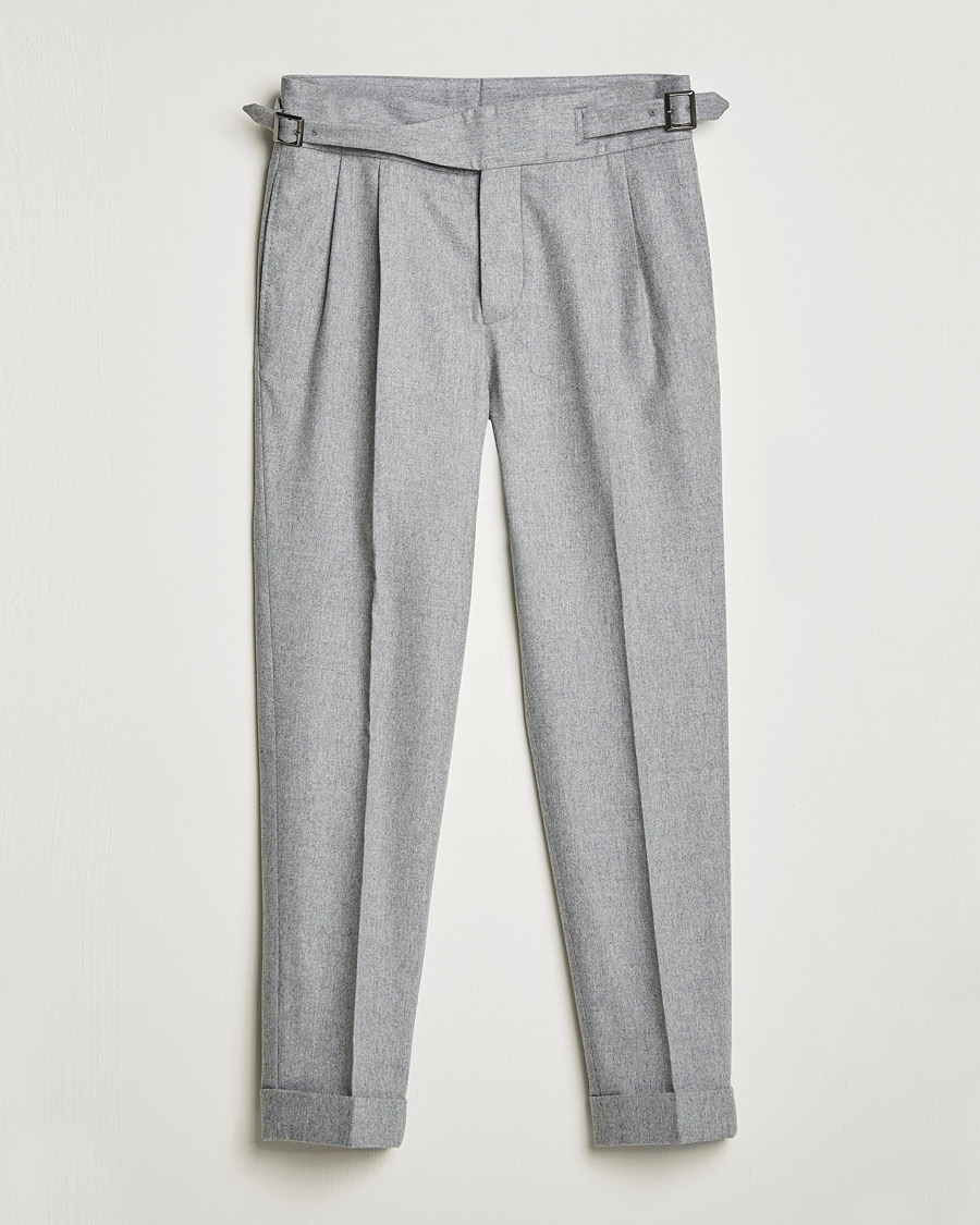 Herr | Byxor | Oscar Jacobson | Gurkha Flannel Trousers Light Grey