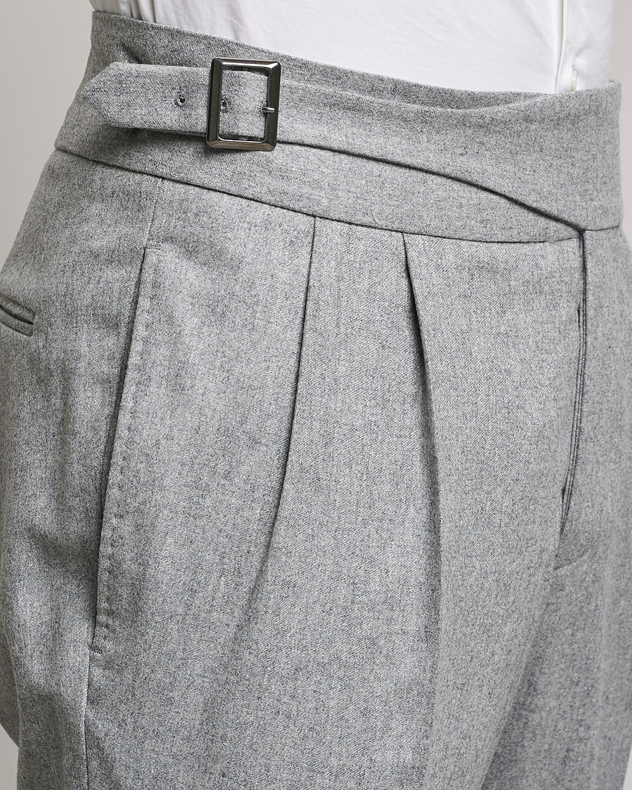 Herr | Byxor | Oscar Jacobson | Gurkha Flannel Trousers Light Grey