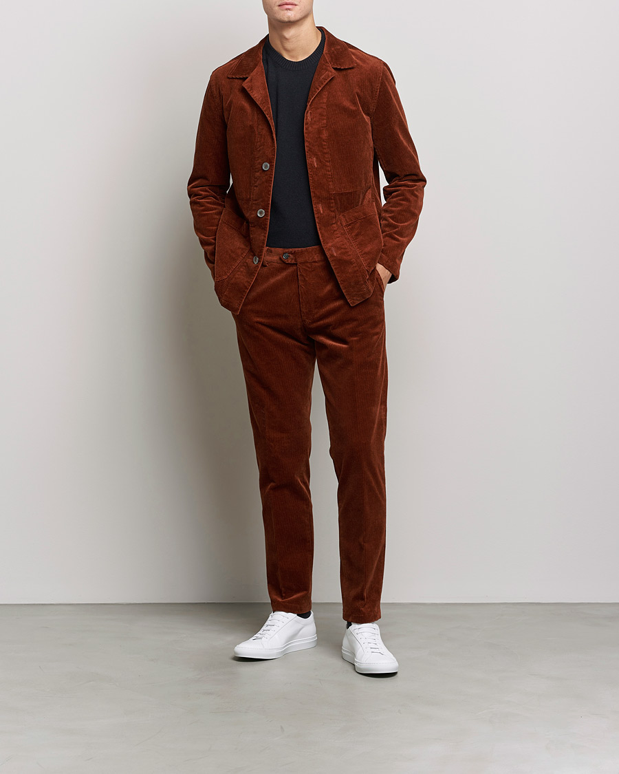 Herr | Skjortor | Oscar Jacobson | Hampus Corduroy Shirt Jacket Orange