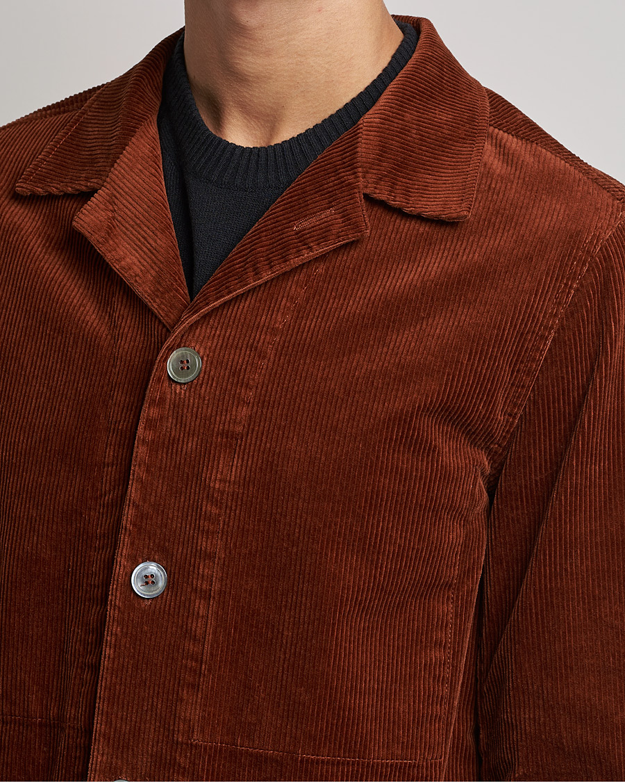 Herr | Skjortor | Oscar Jacobson | Hampus Corduroy Shirt Jacket Orange