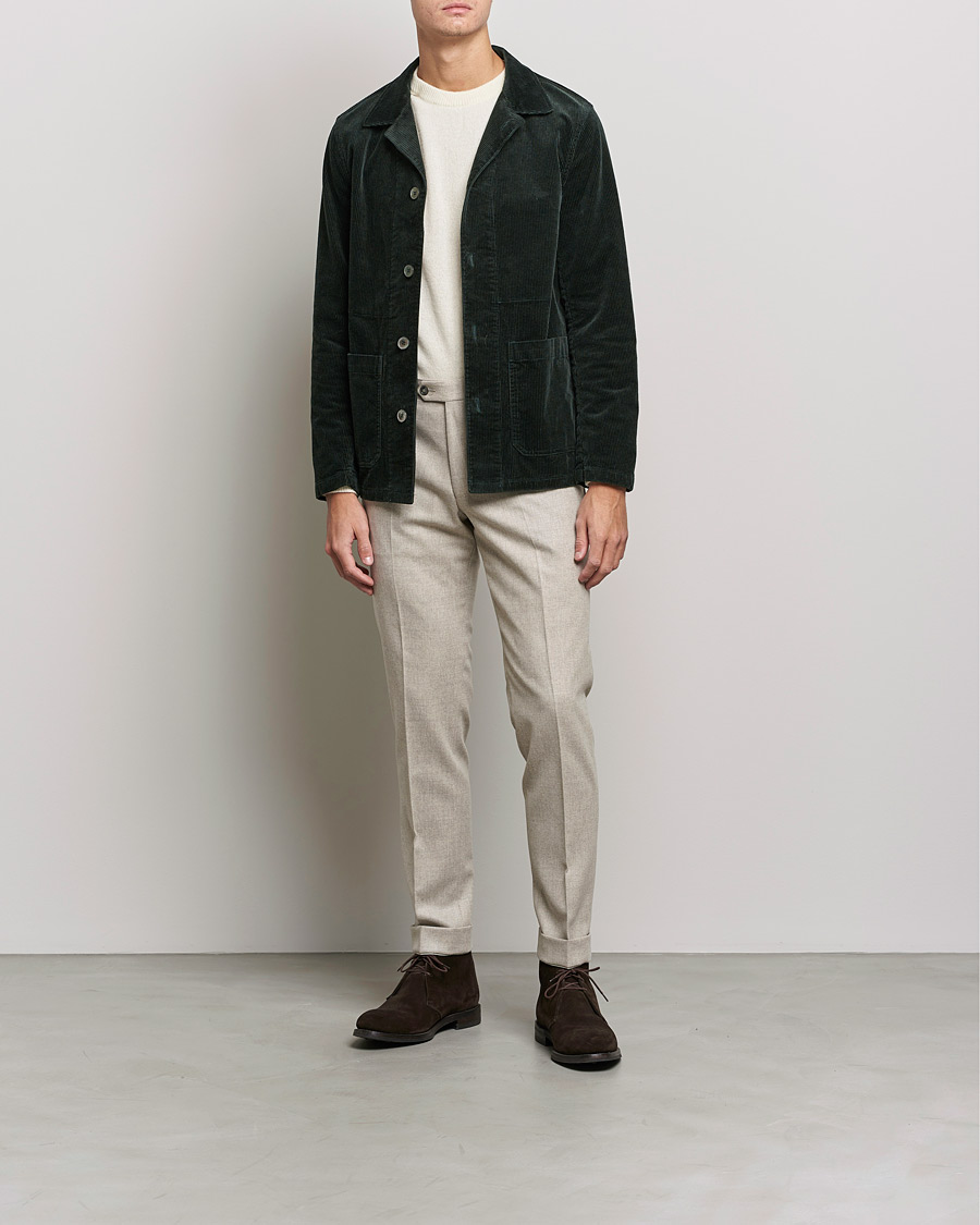 Herr | Skjortjackor | Oscar Jacobson | Hampus Corduroy Shirt Jacket Bottle Green