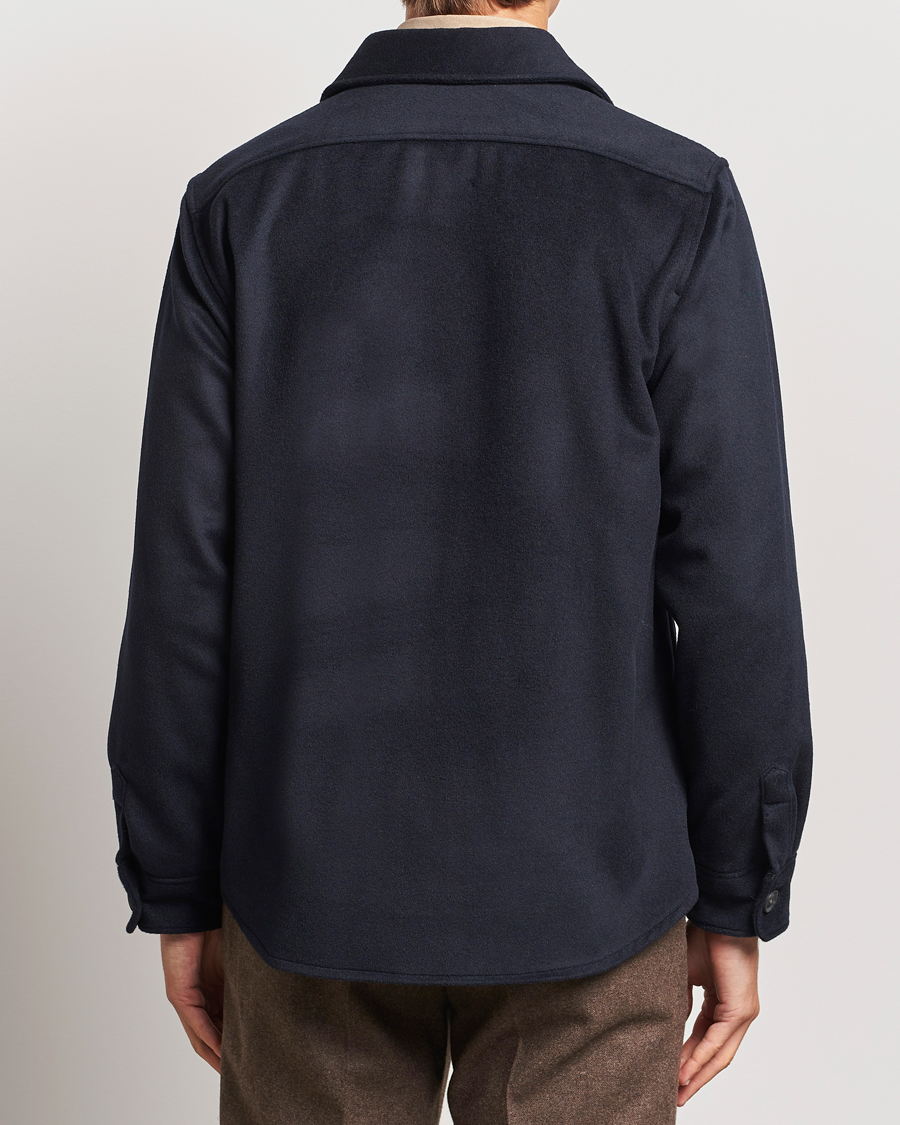 Herr | Skjortor | Oscar Jacobson | Maverick Wool/Cashmere Shirt Jacket Navy