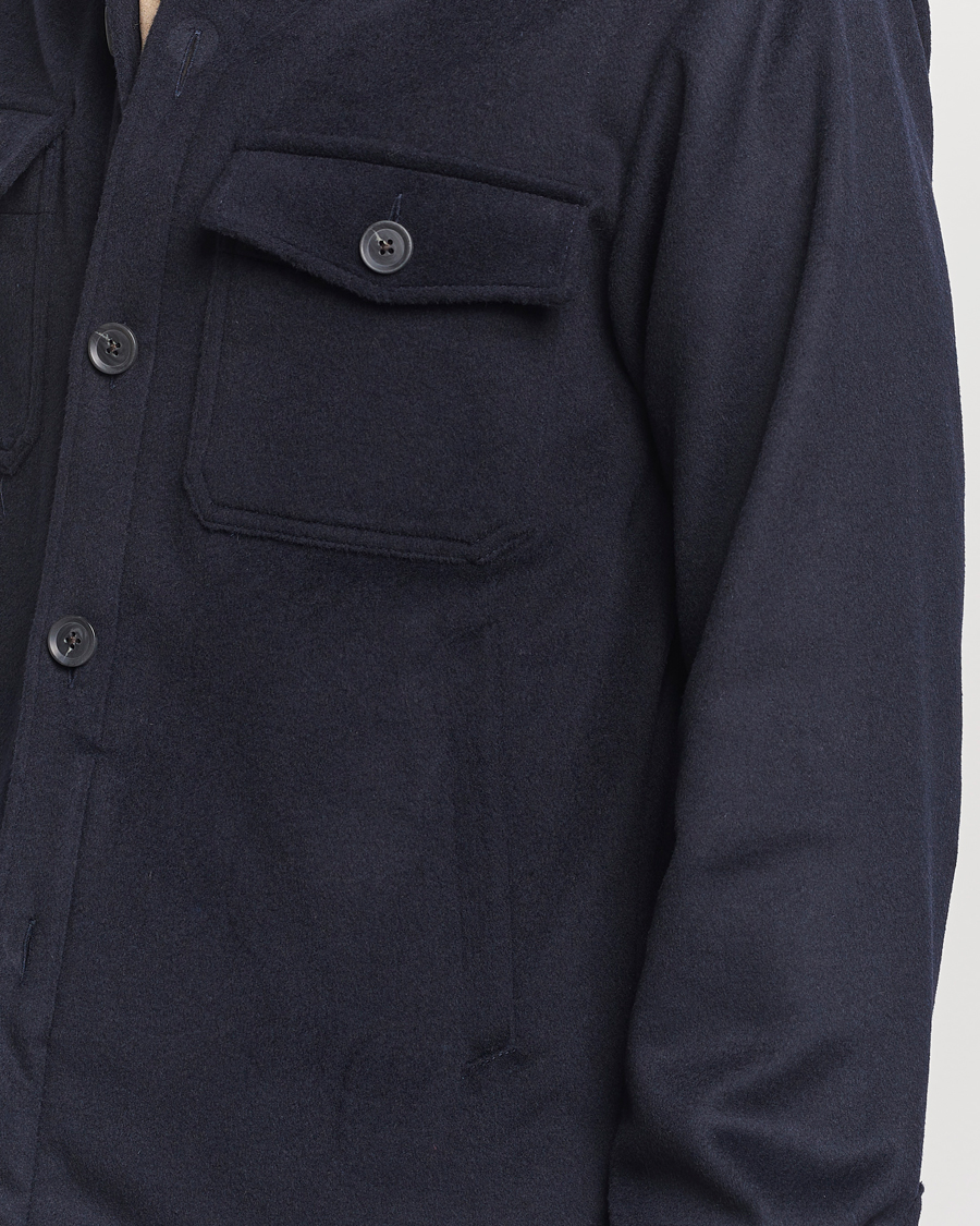 Herr | Skjortor | Oscar Jacobson | Maverick Wool/Cashmere Shirt Jacket Navy