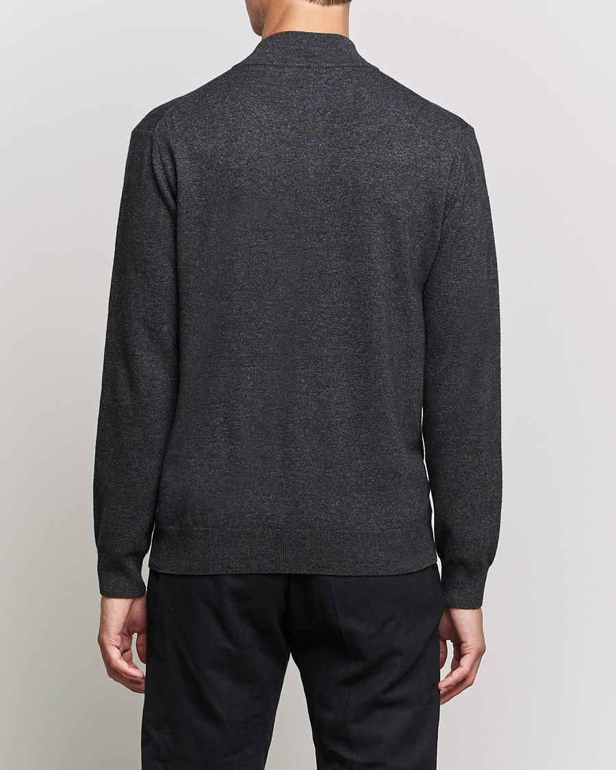 Herr | Tröjor | Oscar Jacobson | Patton Wool/Cashmere Half Zip Charcoal