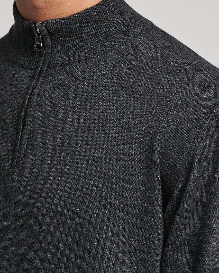 Herr | Tröjor | Oscar Jacobson | Patton Wool/Cashmere Half Zip Charcoal