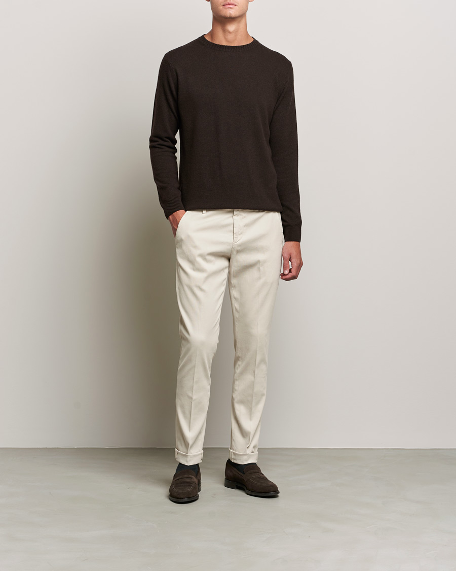 Herr | Tröjor | Oscar Jacobson | Valter Wool/Cashmere Round Neck Brown