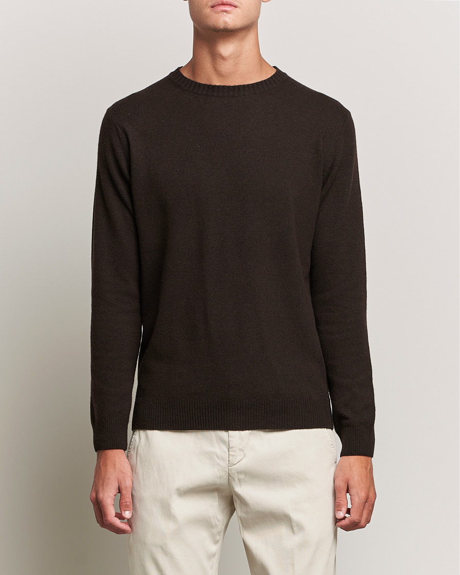 Herr | Tröjor | Oscar Jacobson | Valter Wool/Cashmere Round Neck Brown