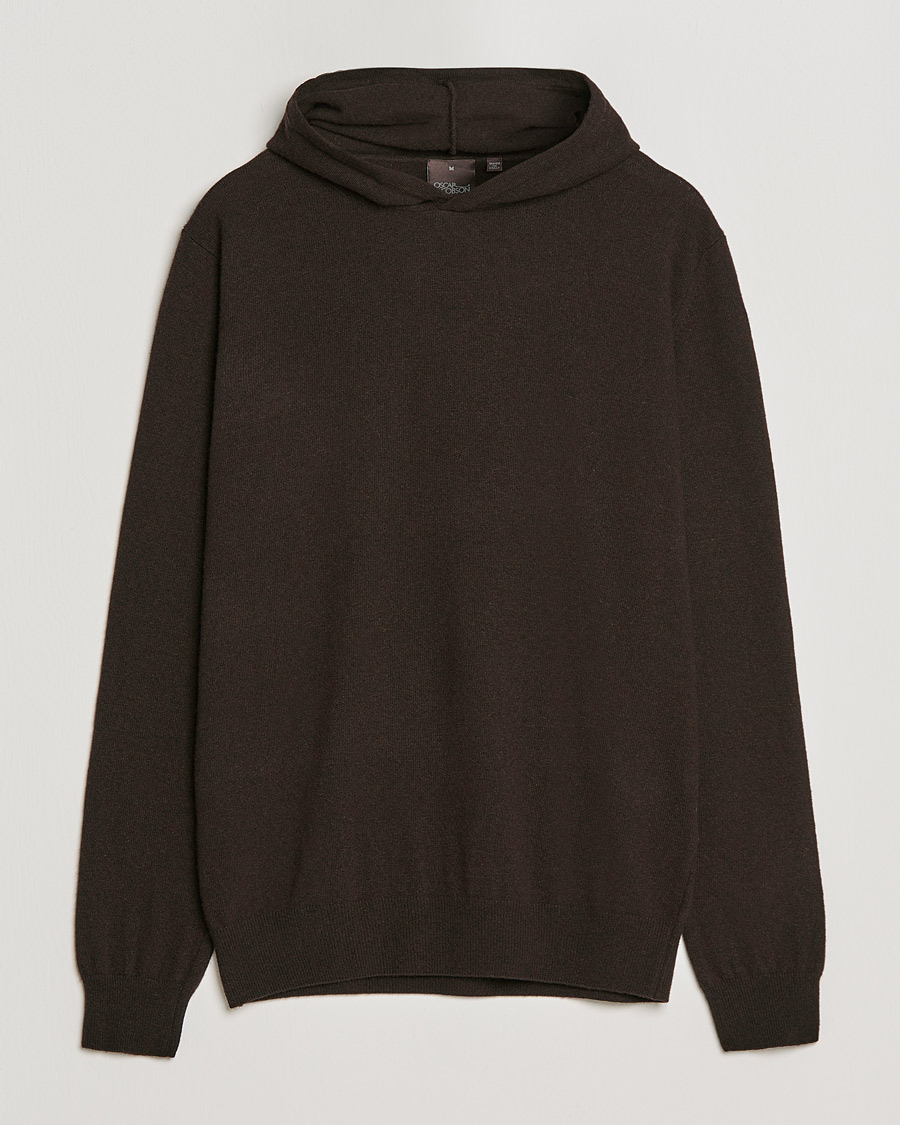Herr | Tröjor | Oscar Jacobson | Pascal Wool/Cashmere Hoodie Brown