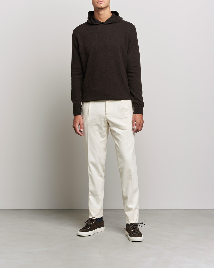 Herr | Tröjor | Oscar Jacobson | Pascal Wool/Cashmere Hoodie Brown