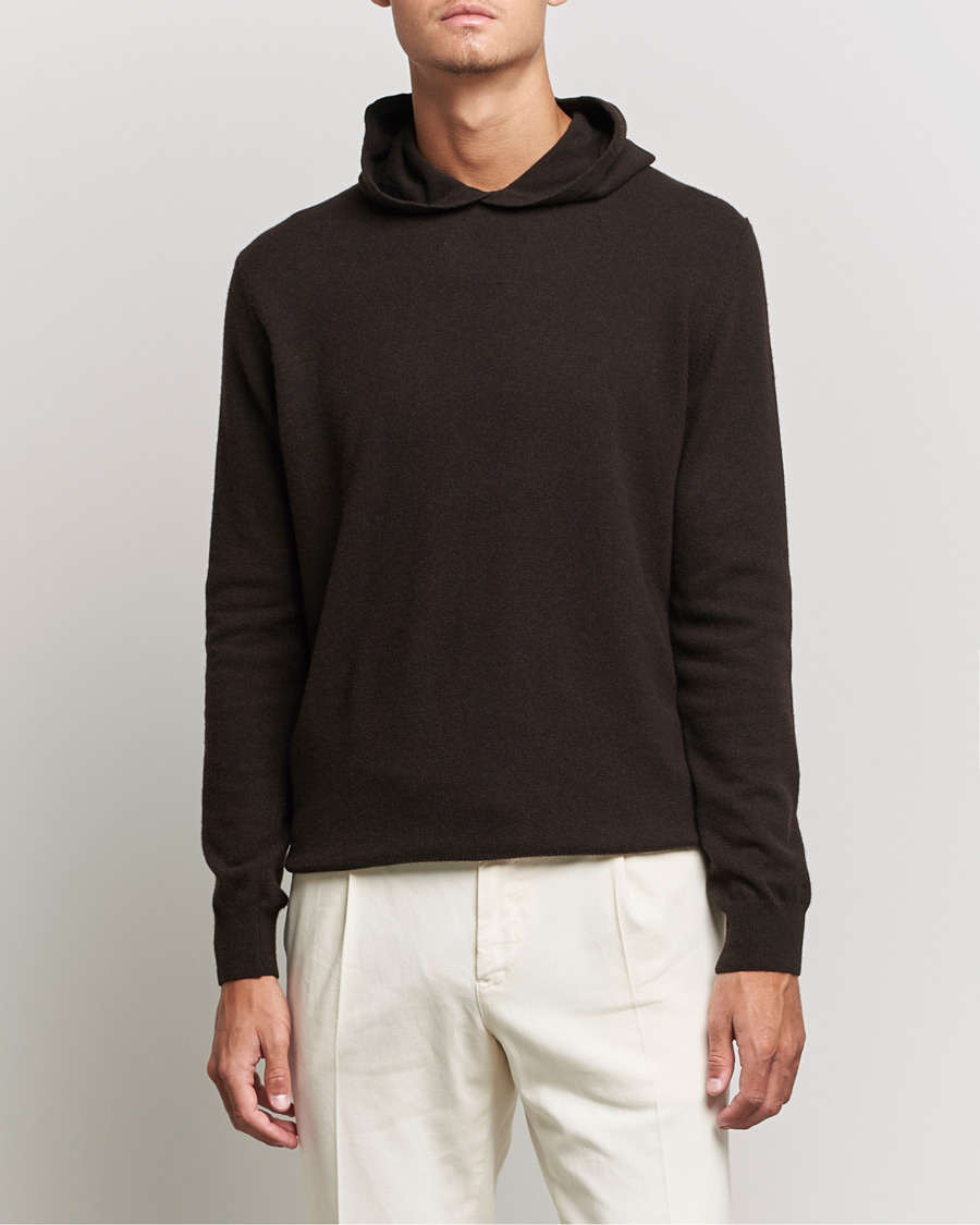 Herr | Tröjor | Oscar Jacobson | Pascal Wool/Cashmere Hoodie Brown
