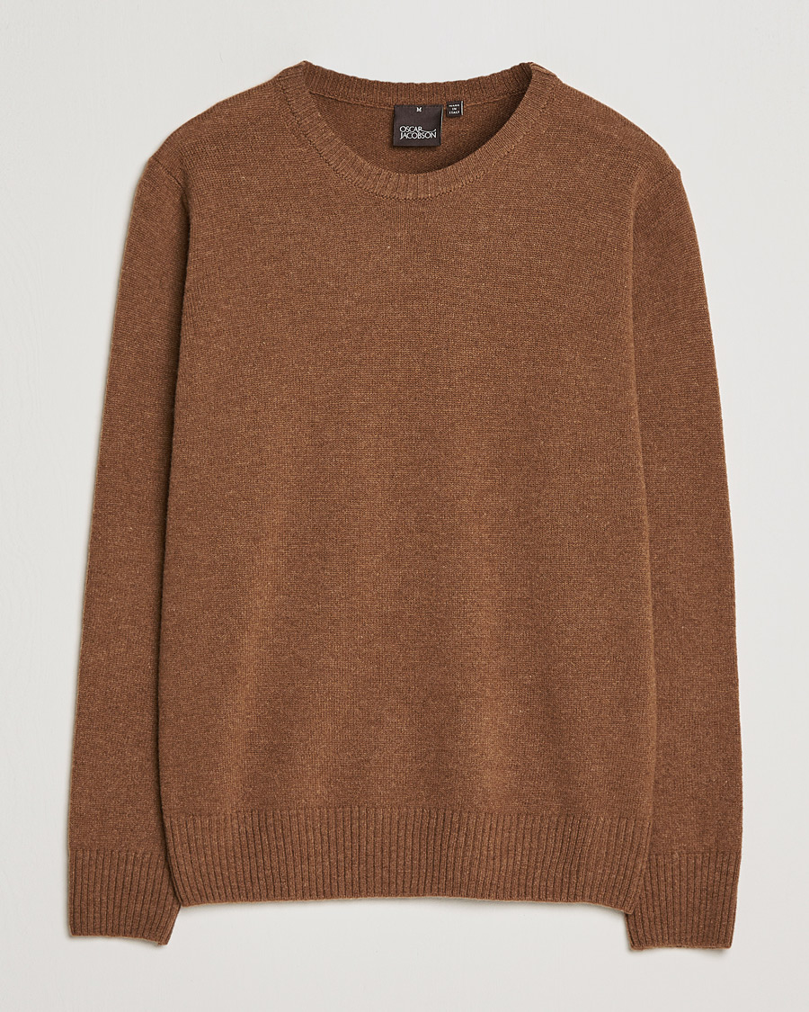 Herr | Tröjor | Oscar Jacobson | Emerson Patch Wool Roundneck Brown
