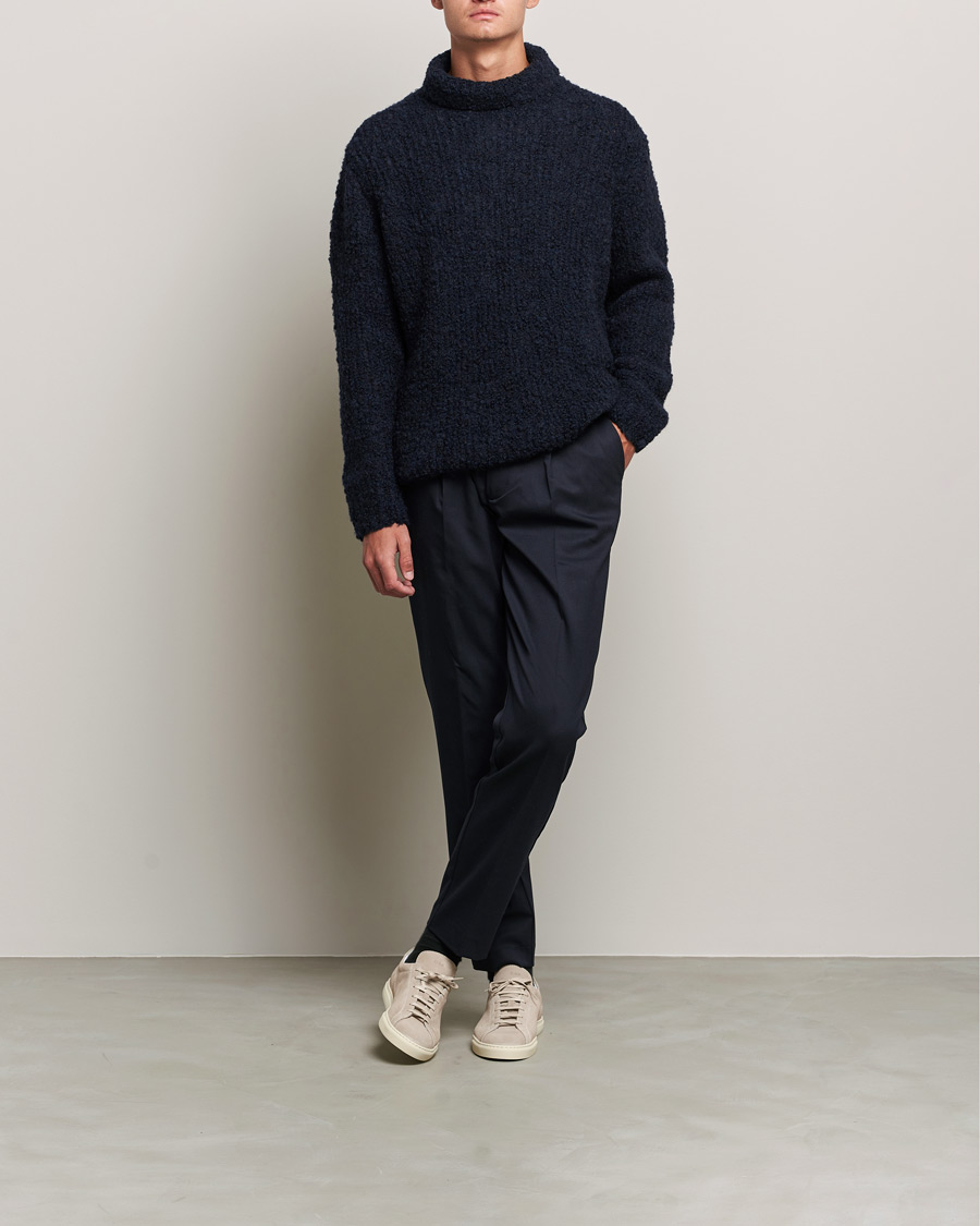 Herr | Tröjor | Oscar Jacobson | Krister Wool/Alpaca Rollneck Navy