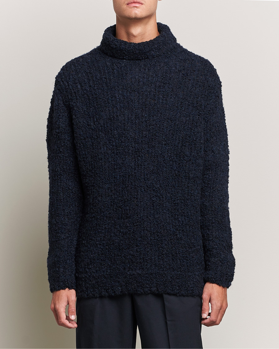Herr | Tröjor | Oscar Jacobson | Krister Wool/Alpaca Rollneck Navy