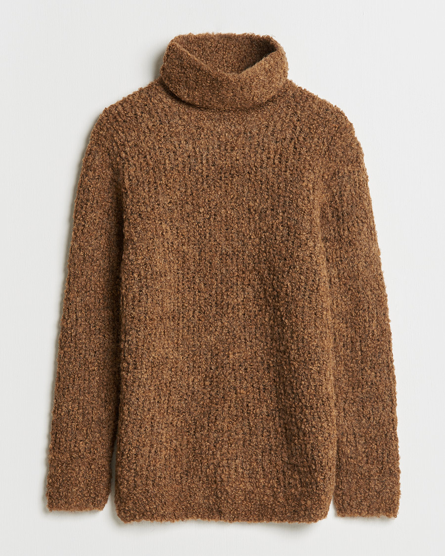Herr | Tröjor | Oscar Jacobson | Krister Wool/Alpaca Rollneck Dark Brown