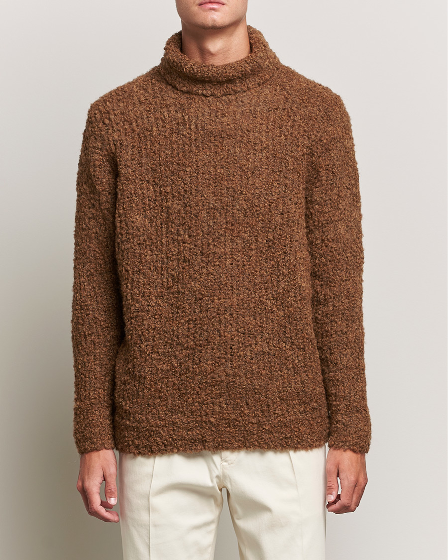 Herr | Tröjor | Oscar Jacobson | Krister Wool/Alpaca Rollneck Dark Brown