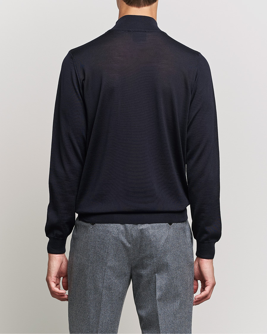 Herr | Tröjor | Oscar Jacobson | Hilton Extrafine Merino Mock Neck Navy