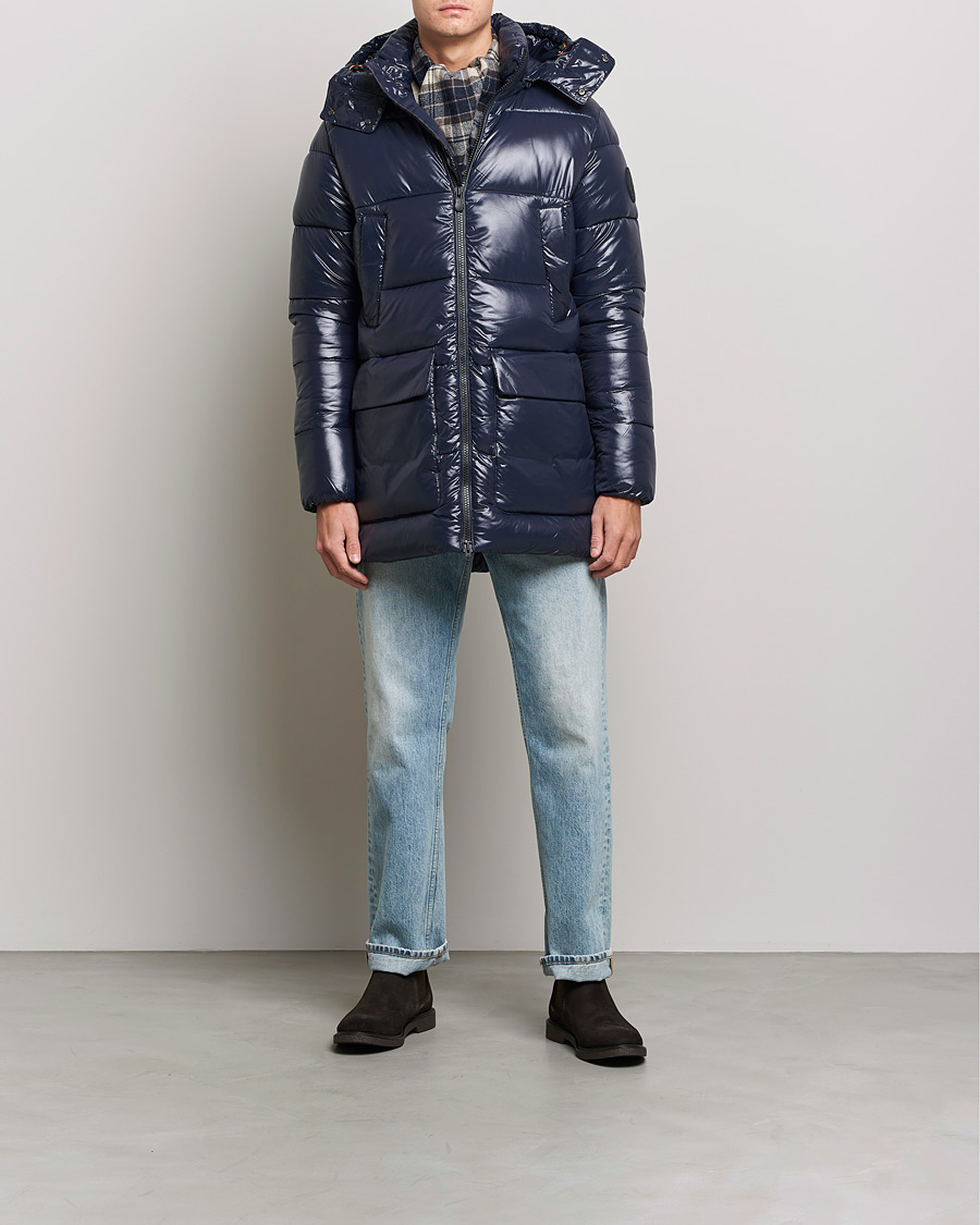 Herr | Jackor | Save The Duck | Christian Long Padded Puffer Jacket Blue Black