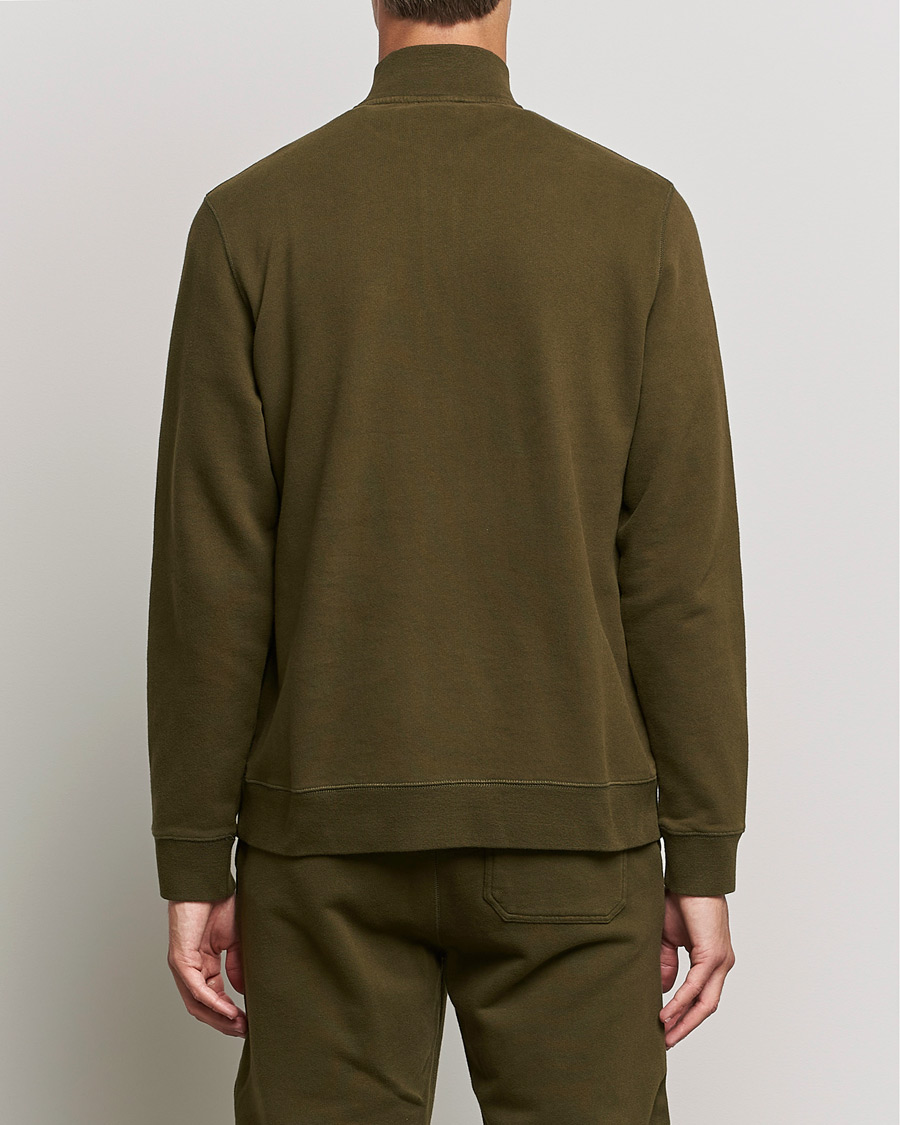 Herr | Tröjor | Sunspel | Loopback Half Zip Sweatshirt Dark Moss