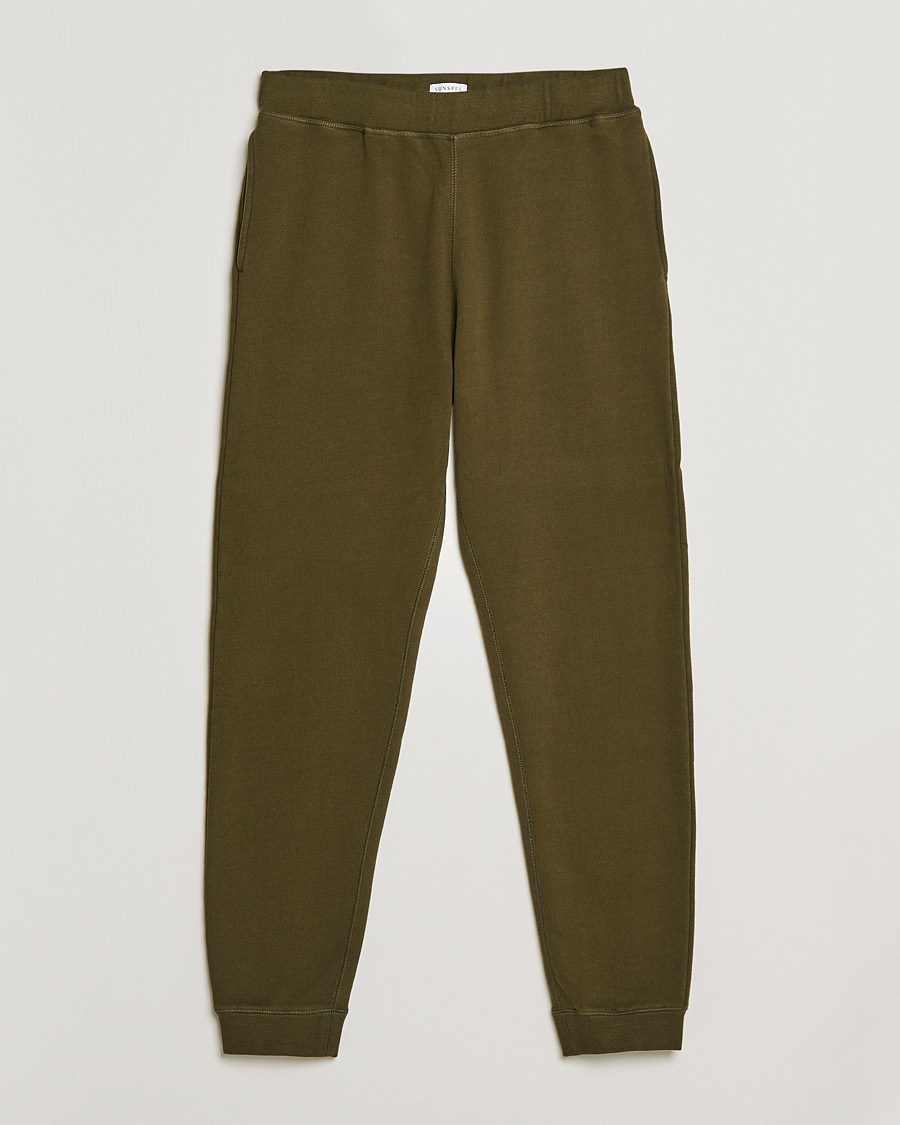 Herr | Byxor | Sunspel | Cotton Loopback Track Pants Dark Moss