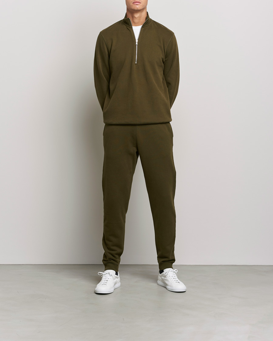 Herr | Byxor | Sunspel | Cotton Loopback Track Pants Dark Moss