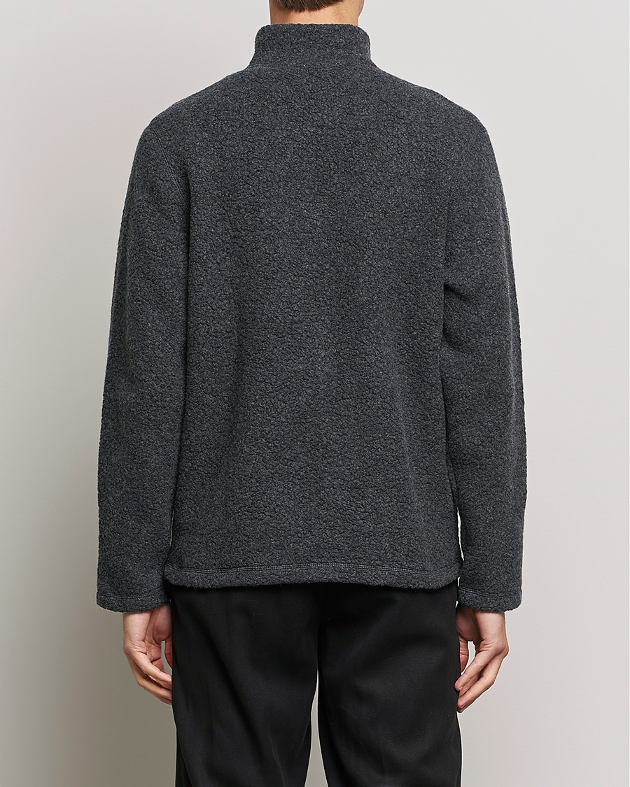 Herr | Tröjor | Sunspel | Eco Wool Full Zip Fleece Jacket Charcoal Melange