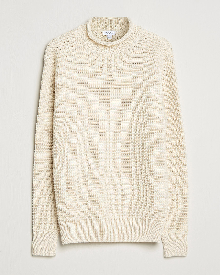 Herr | Tröjor | Sunspel | Fisherman Jumper Ecru