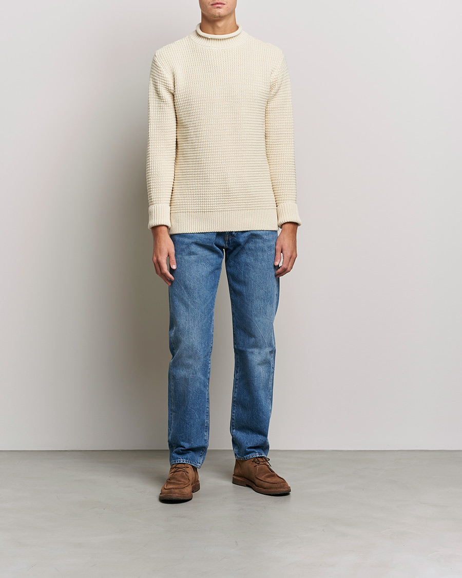 Herr | Tröjor | Sunspel | Fisherman Jumper Ecru