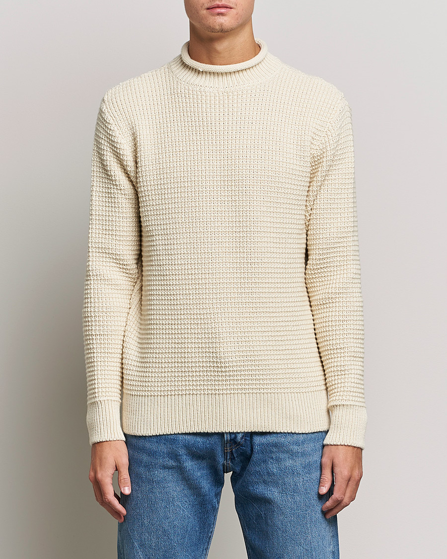 Herr | Tröjor | Sunspel | Fisherman Jumper Ecru