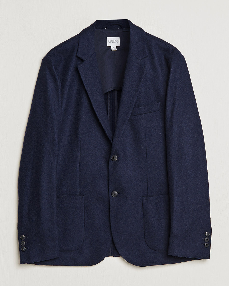 Herr | Kavajer | Sunspel | Boiled Wool Jersey Blazer Navy