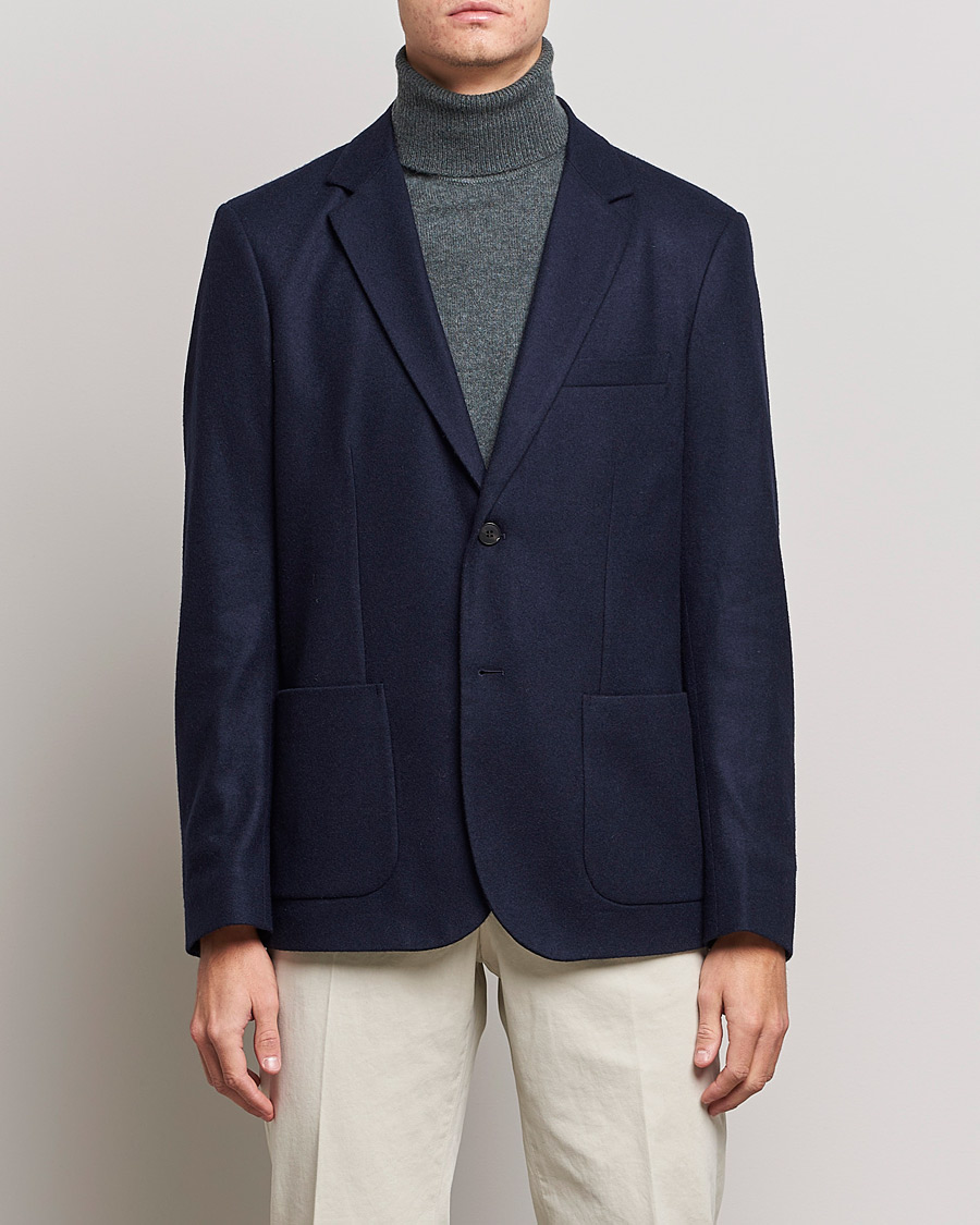 Herr | Kavajer | Sunspel | Boiled Wool Jersey Blazer Navy