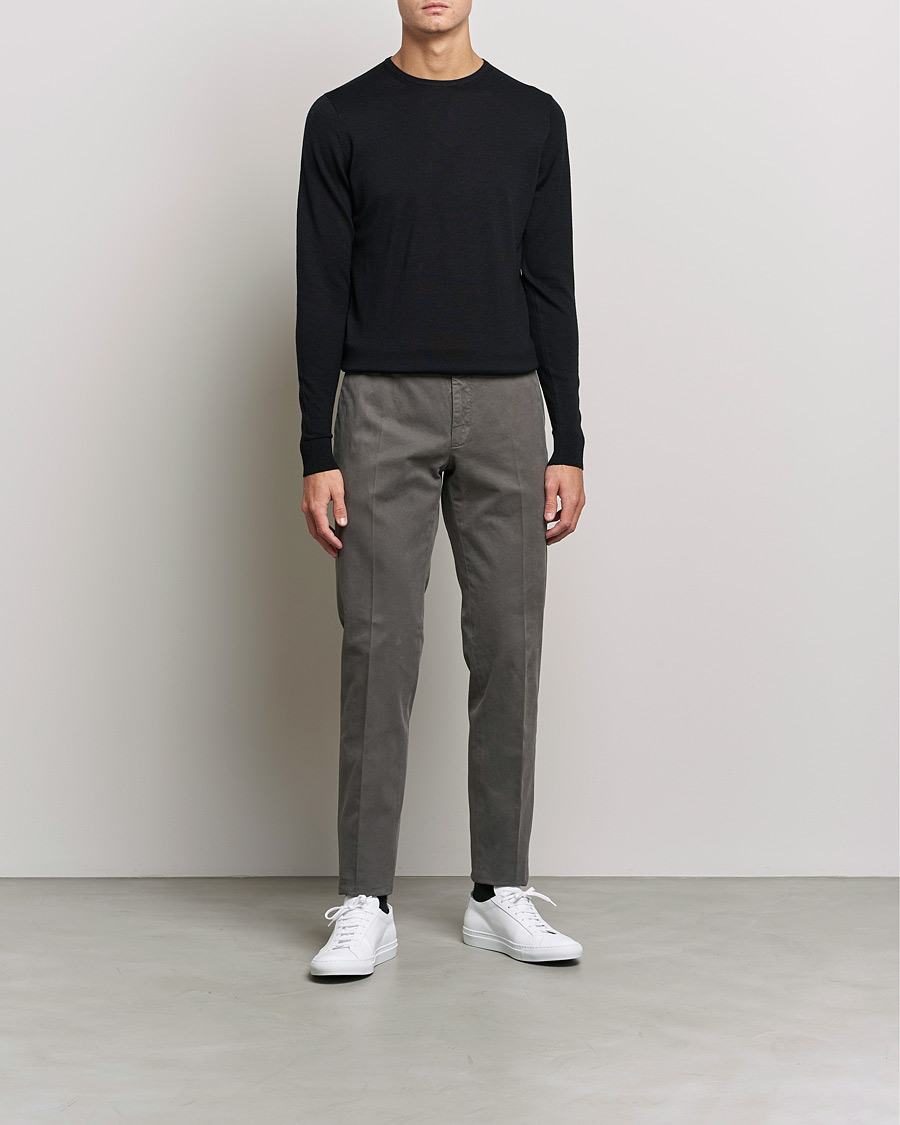 Herr | Tröjor | Sunspel | Crew Neck Jumper Black