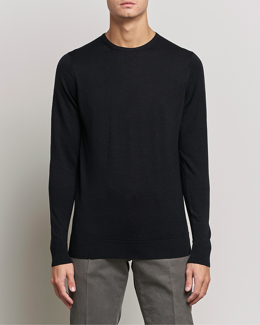 Herr | Best of British | Sunspel | Crew Neck Jumper Black