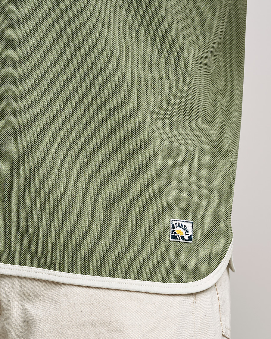 Herr | T-Shirts | Sunspel | Paul Weller Heavy Cotton Pique Henley T-Shirt Dark Sage