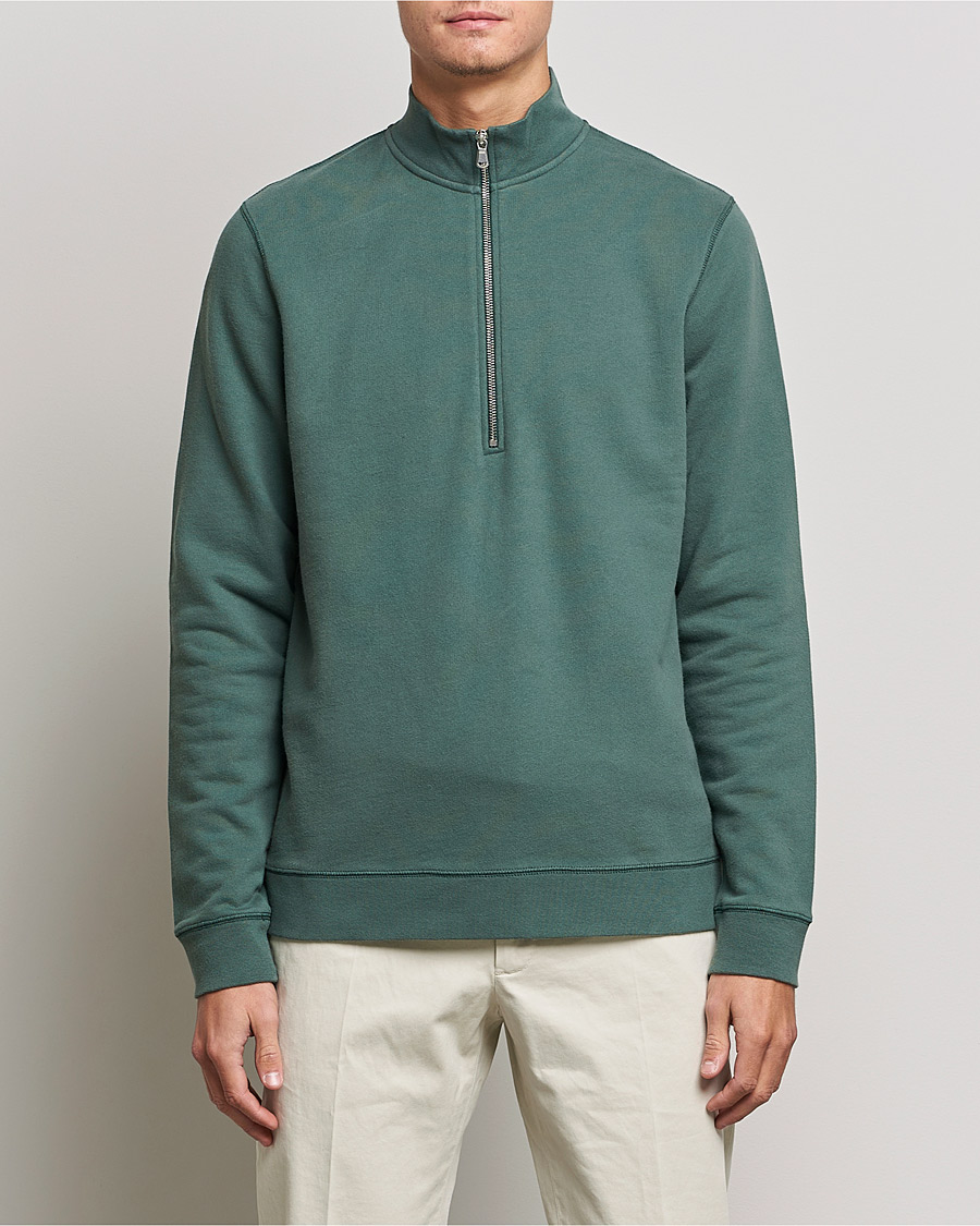 Herr | Rea kläder | Sunspel | Loopback Half Zip Sweatshirt Racing Green