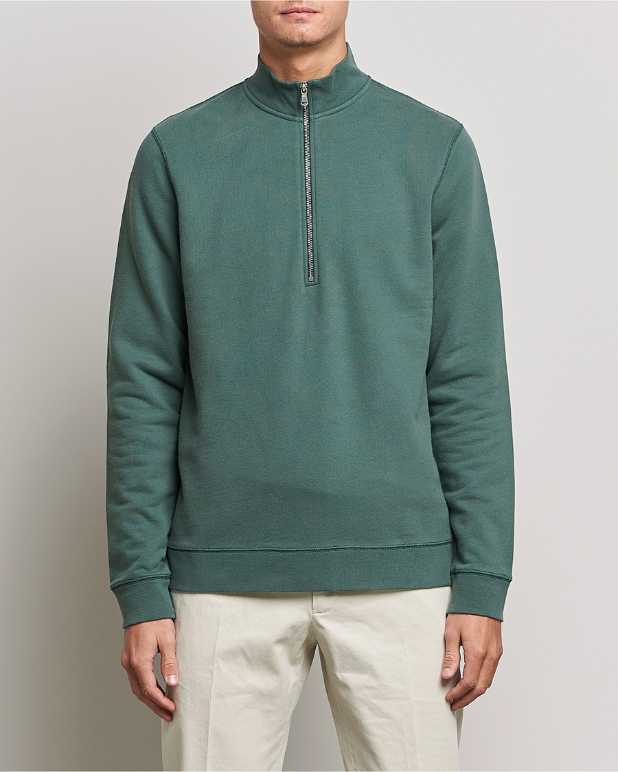 Herr | Sunspel | Sunspel | Loopback Half Zip Sweatshirt Racing Green