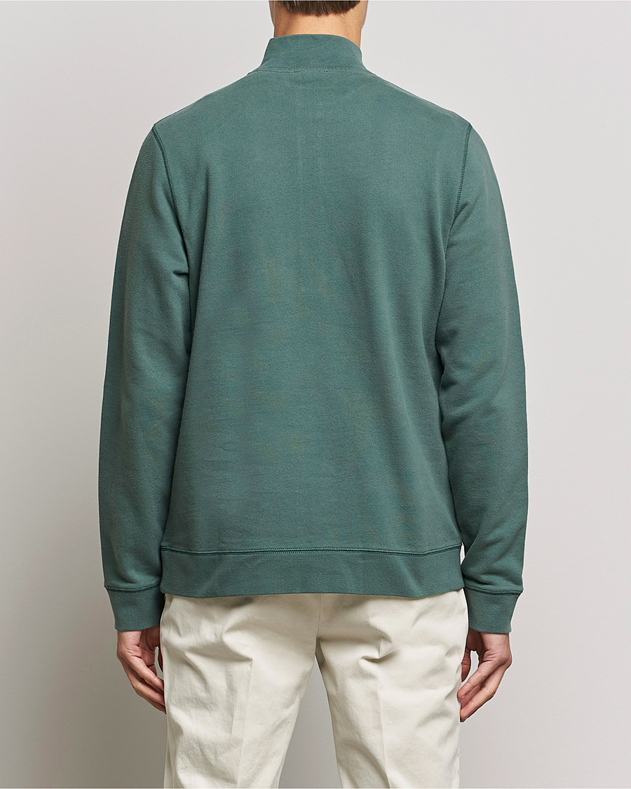 Herr | Tröjor | Sunspel | Loopback Half Zip Sweatshirt Racing Green