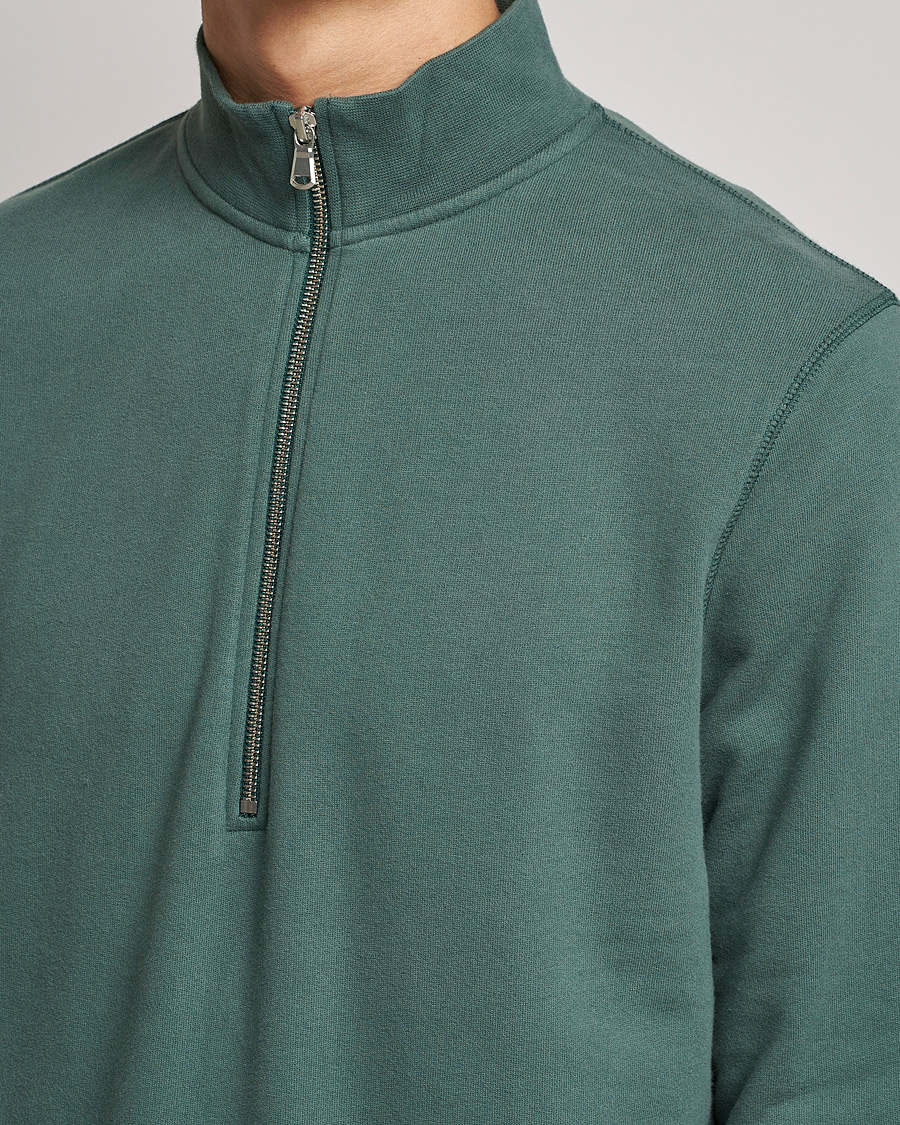 Herr | Tröjor | Sunspel | Loopback Half Zip Sweatshirt Racing Green