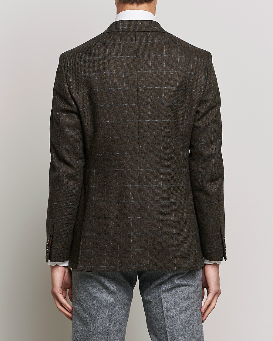 Herr | Kavajer | Walker Slater | Edward Lambswool Windowpane Blazer Dark Brown