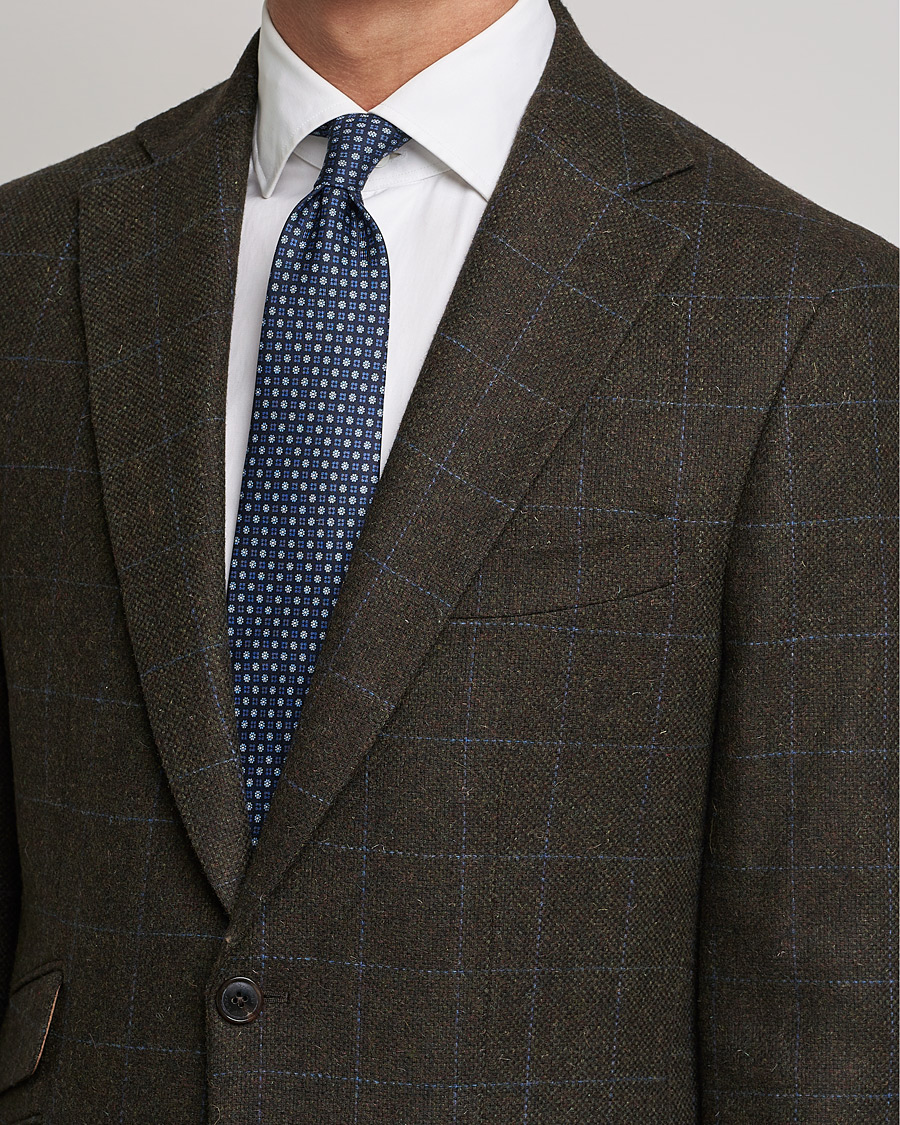 Herr | Kavajer | Walker Slater | Edward Lambswool Windowpane Blazer Dark Brown