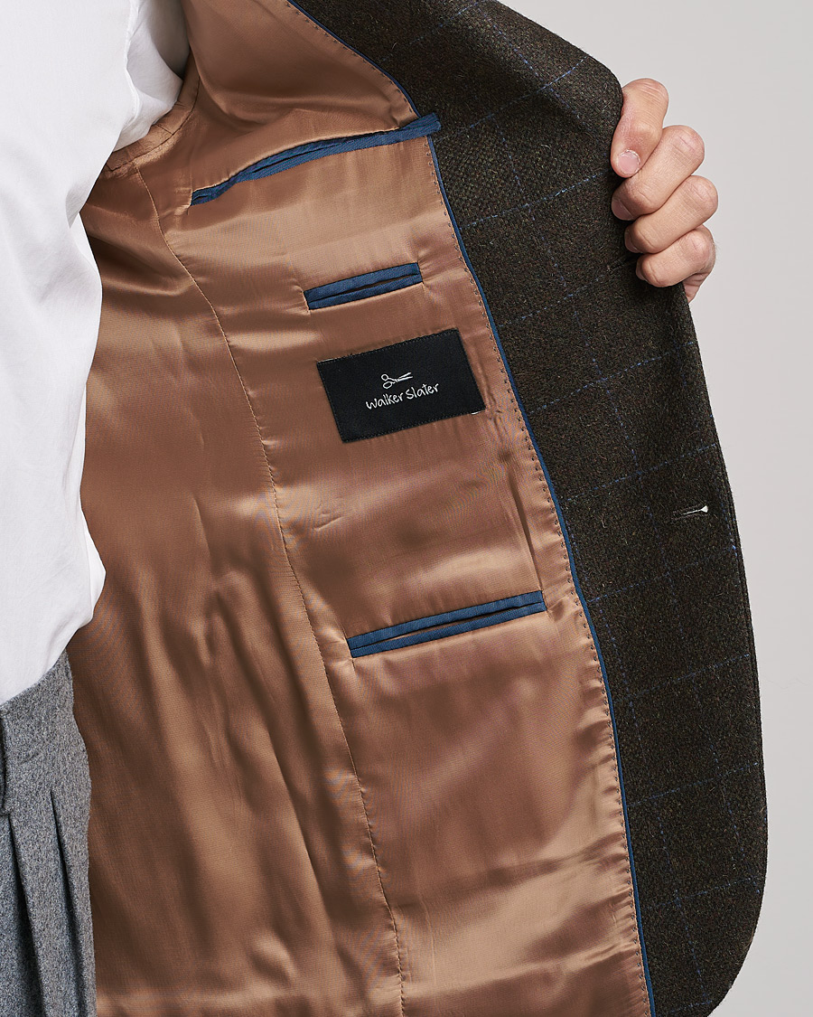 Herr | Kavajer | Walker Slater | Edward Lambswool Windowpane Blazer Dark Brown