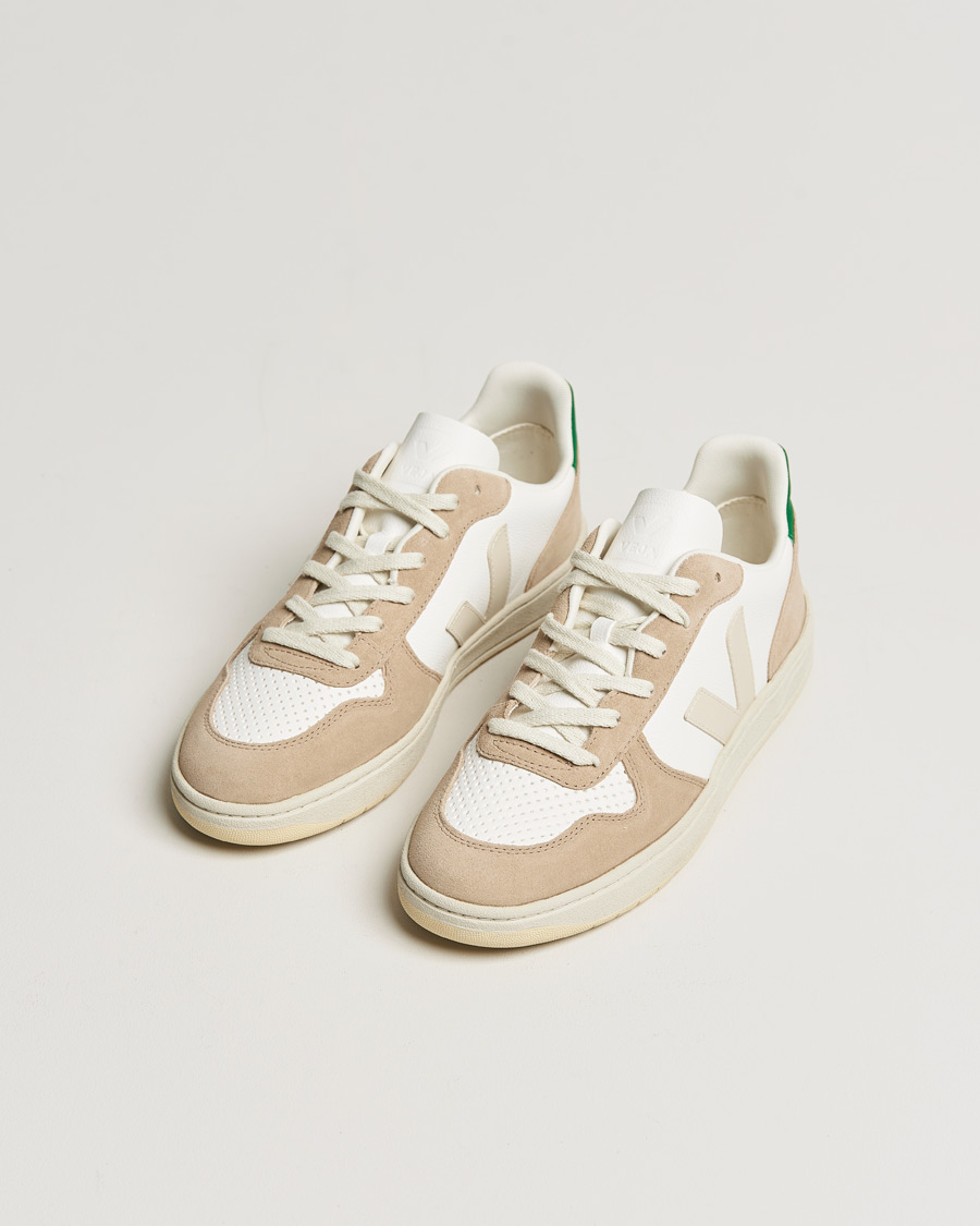 Herr | Veja V-10 Leather Sneaker Extra White Sahara Emeraude | Veja | V-10 Leather Sneaker Extra White Sahara Emeraude
