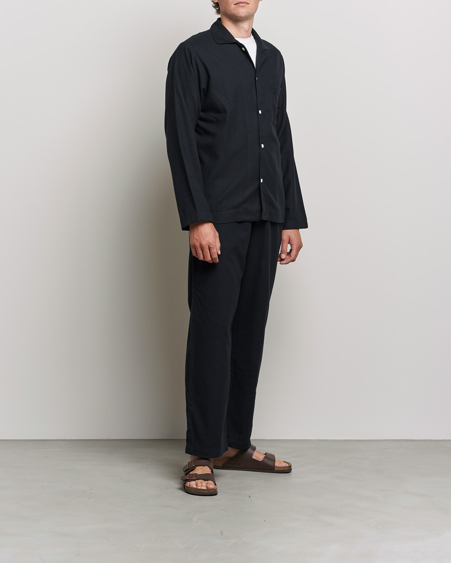 Herr | New Nordics | Tekla | Flannel Pyjama Shirt Lucid Black