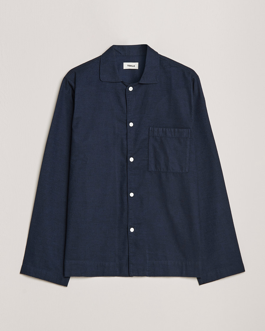 Herr | Pyjamas & Morgonrockar | Tekla | Flannel Pyjama Shirt Midnight Blue
