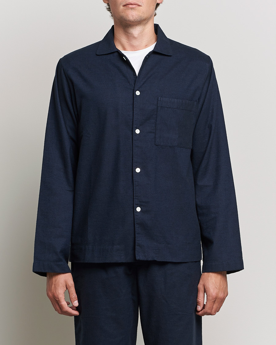 Herr | Tekla | Tekla | Flannel Pyjama Shirt Midnight Blue