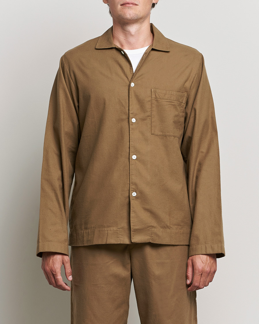 Herr | Loungewear | Tekla | Flannel Pyjama Shirt Moss