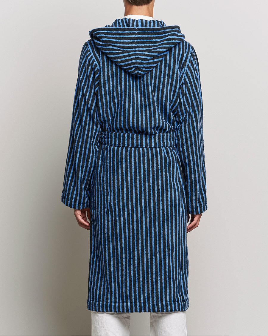 Herr | Pyjamas & Morgonrockar | Tekla | Organic Terry Hooded Bathrobe Black/Blue