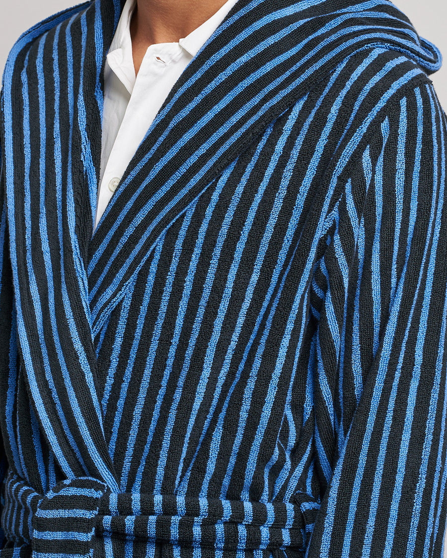 Herr | Pyjamas & Morgonrockar | Tekla | Organic Terry Hooded Bathrobe Black/Blue