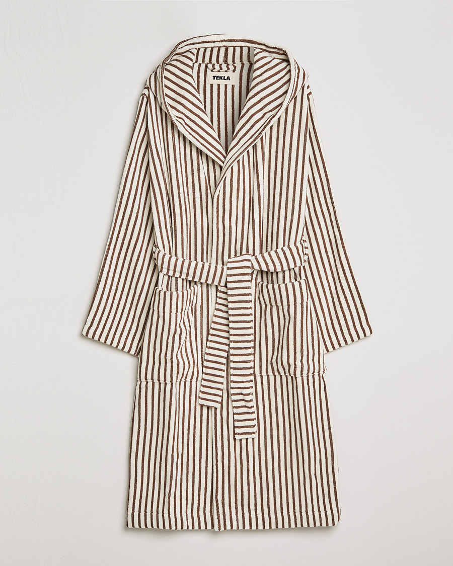 Herr | Pyjamas & Morgonrockar | Tekla | Organic Terry Hooded Bathrobe Kodiak Stripes